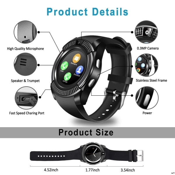 generic v8 bluetooth smart watch